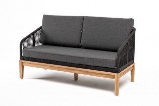 MR1001598 диван 2-местный плетеный из роупа, каркас алюминий светло-серый шагрень, роуп оранжевый